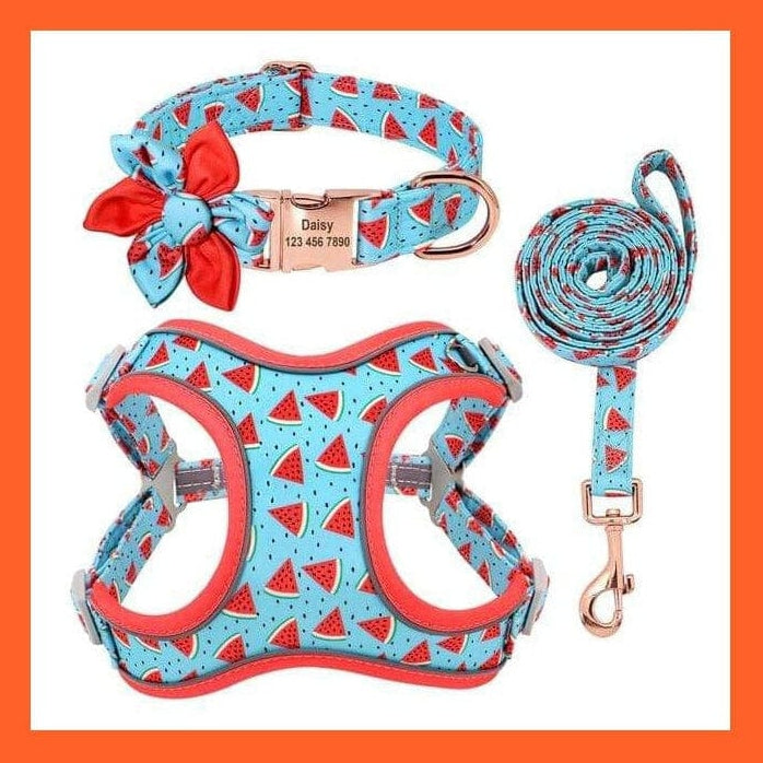 whatagift.com.au Animals & Pet Supplies Watermelon / S Custom Printed Dog Collar Leash Set | Personalized Pet Dog  Walking Leash