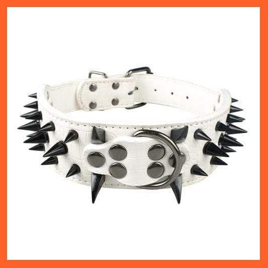 whatagift.com.au Animals & Pet Supplies White Black Spike / S 2" Wide Sharp Spiked Studded Leather Dog Collars |  Big Dog Adjustable Collar
