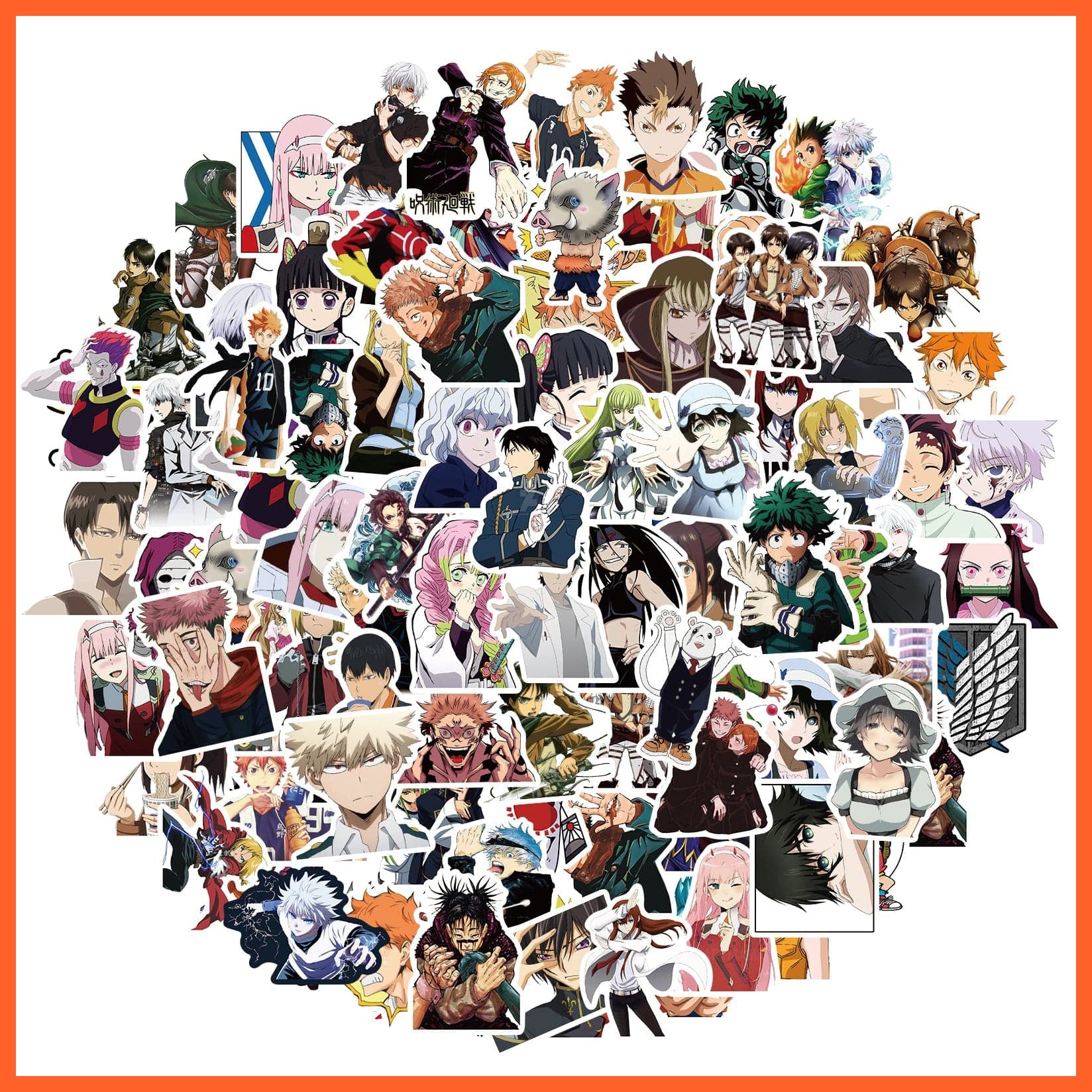 whatagift.com.au Anime stickers 50pcs-Random 10/50/100PCS Cartoon Anime Attack on Titan/My Hero DIY Stickers For Kids