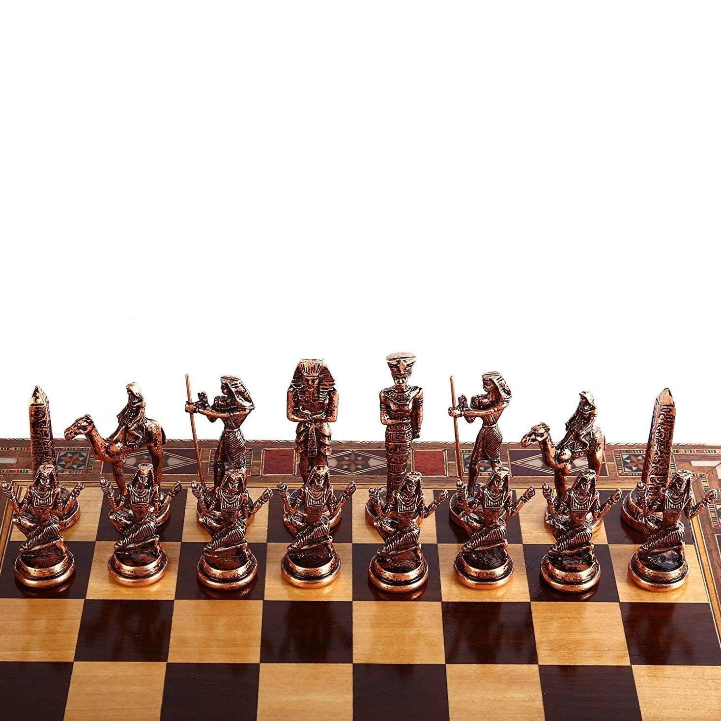 Egyptian Pieces Antique Wooden Chess Set | whatagift.com.au.