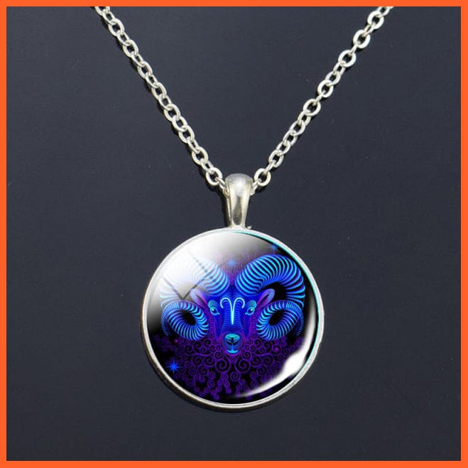 whatagift.com.au Aries 2 Zodiac Signs Glass Dome Constellations Necklace Pendant