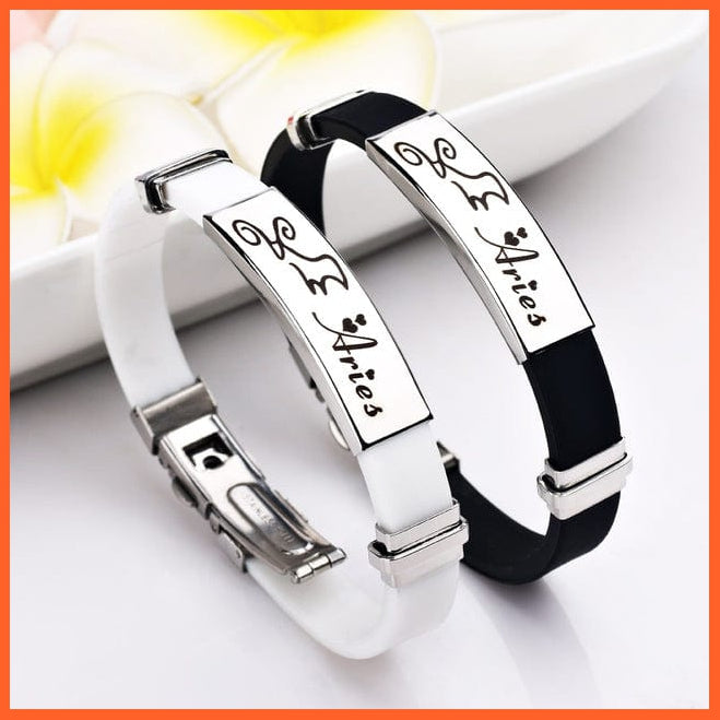 whatagift.com.au Aries / white Women 12 Zodiac Signs Stainless Steel Bracelets