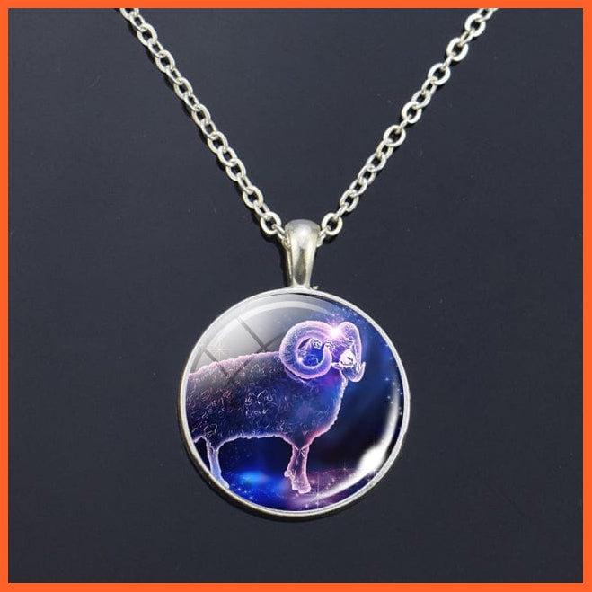 whatagift.com.au Aries Zodiac Signs Glass Dome Constellations Necklace Pendant