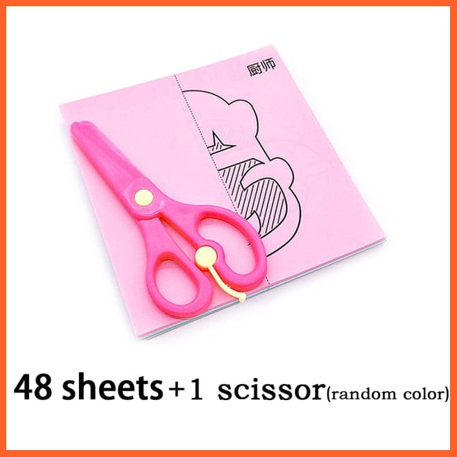 whatagift.com.au Art & Craft 48 Line 1 scissor 48pcs Kids DIY Colorful Paper Cutting Toys Folding Art Craft Tools Gifts