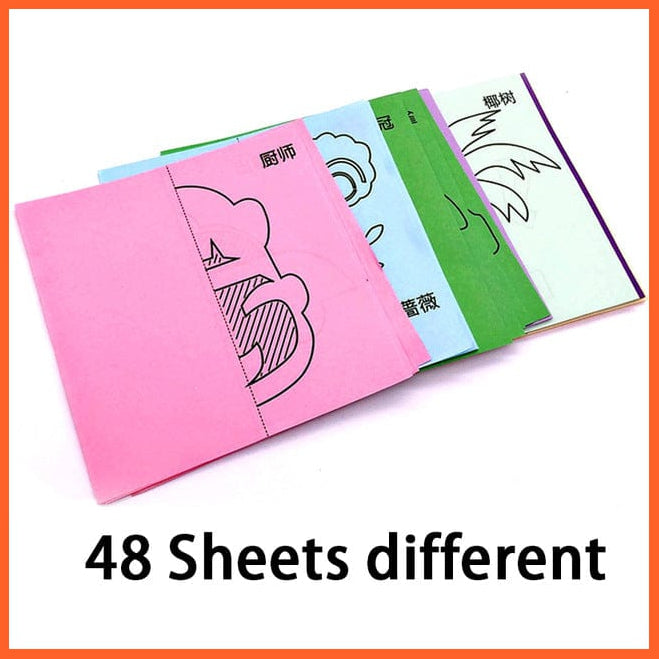 whatagift.com.au Art & Craft 48 sheets Line 48pcs Kids DIY Colorful Paper Cutting Toys Folding Art Craft Tools Gifts