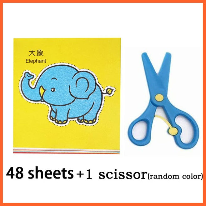whatagift.com.au Art & Craft 48colorful 1 scissor 48pcs Kids DIY Colorful Paper Cutting Toys Folding Art Craft Tools Gifts