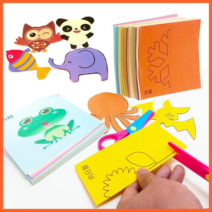 whatagift.com.au Art & Craft 48pcs Kids DIY Colorful Paper Cutting Toys Folding Art Craft Tools Gifts
