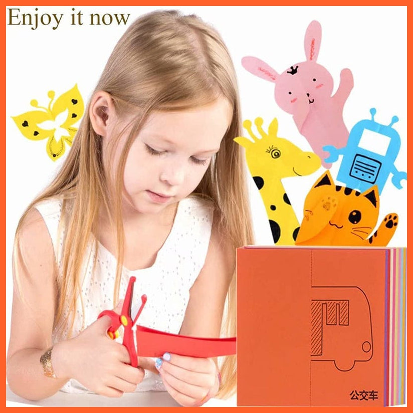 whatagift.com.au Art & Craft 48pcs Kids DIY Colorful Paper Cutting Toys Folding Art Craft Tools Gifts