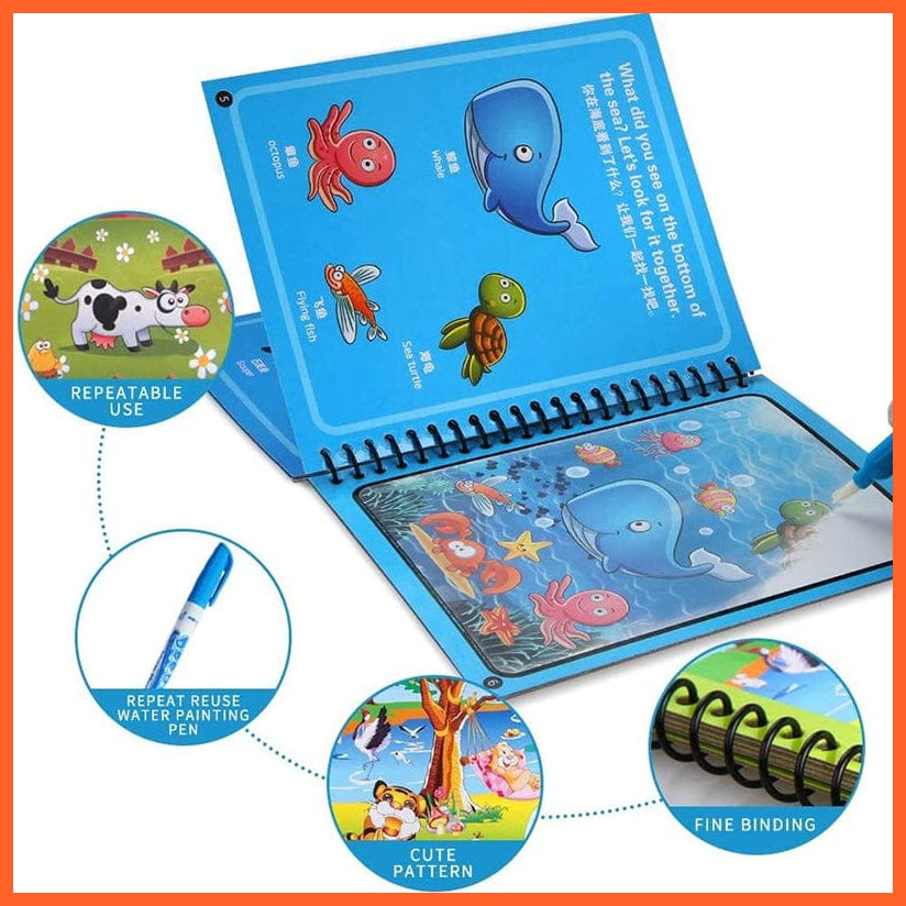 whatagift.com.au Art & Craft Animal Zoo Magic Water Drawing Book | Coloring Cartoon Magic Pen Kids Gifts
