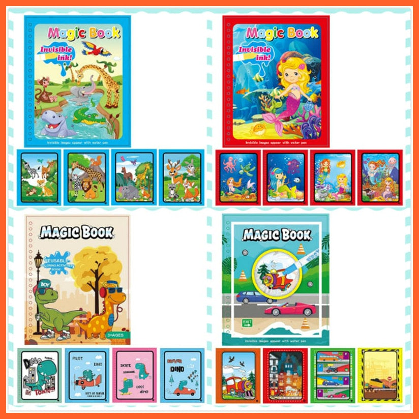 whatagift.com.au Art & Craft Animal Zoo Magic Water Drawing Book | Coloring Cartoon Magic Pen Kids Gifts