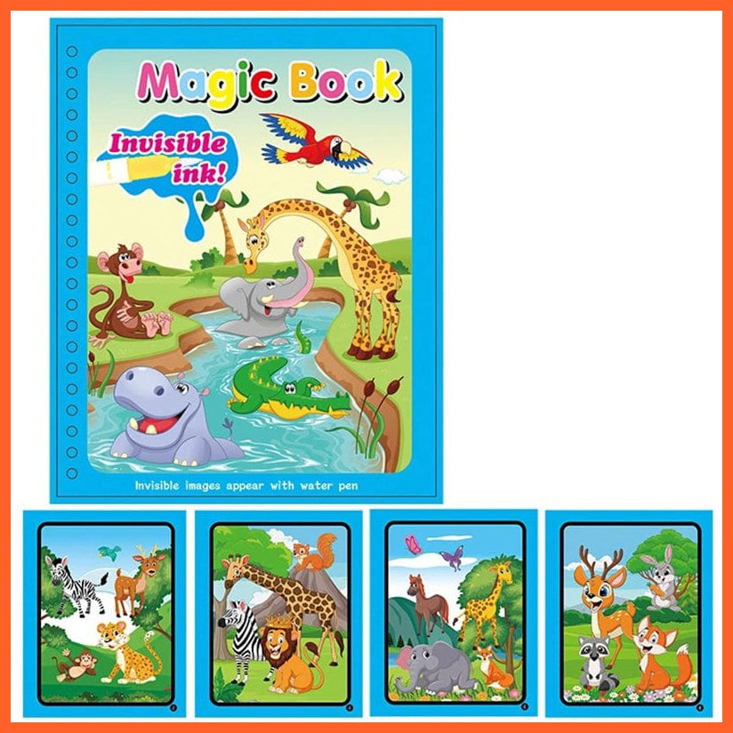 whatagift.com.au Art & Craft Animal Zoo Magic Water Drawing Book | Coloring Cartoon Magic Pen Kids Gifts
