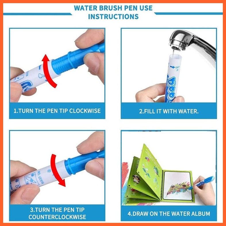 whatagift.com.au Art & Craft Animal Zoo Magic Water Drawing Book | Coloring Cartoon Magic Pen Kids Gifts