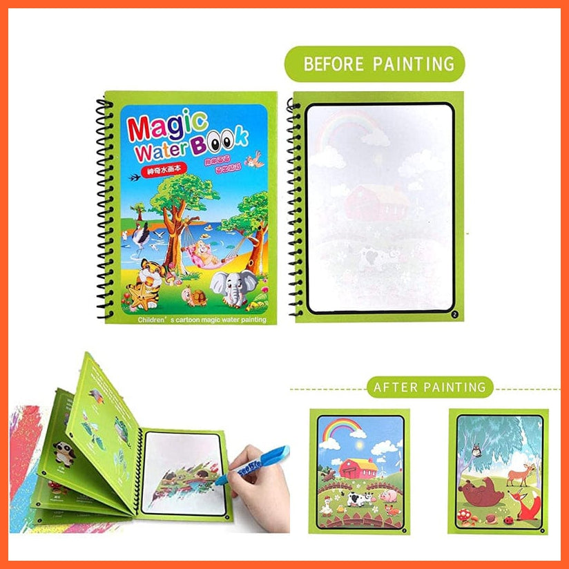 whatagift.com.au Art & Craft Animal Zoo Magic Water Drawing Book | Coloring Cartoon Magic Pen Kids Gifts