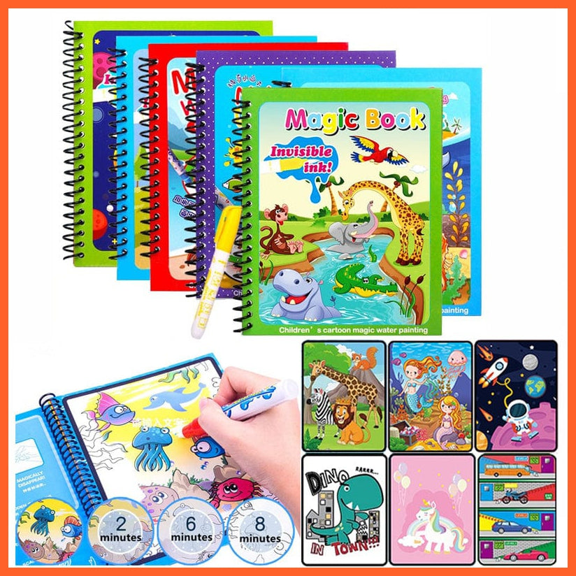 whatagift.com.au Art & Craft Animal Zoo Magic Water Drawing Book | Coloring Cartoon Magic Pen Kids Gifts