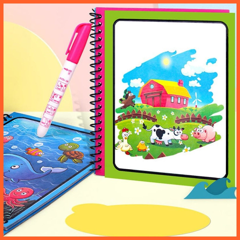 whatagift.com.au Art & Craft Animal Zoo Magic Water Drawing Book | Coloring Cartoon Magic Pen Kids Gifts