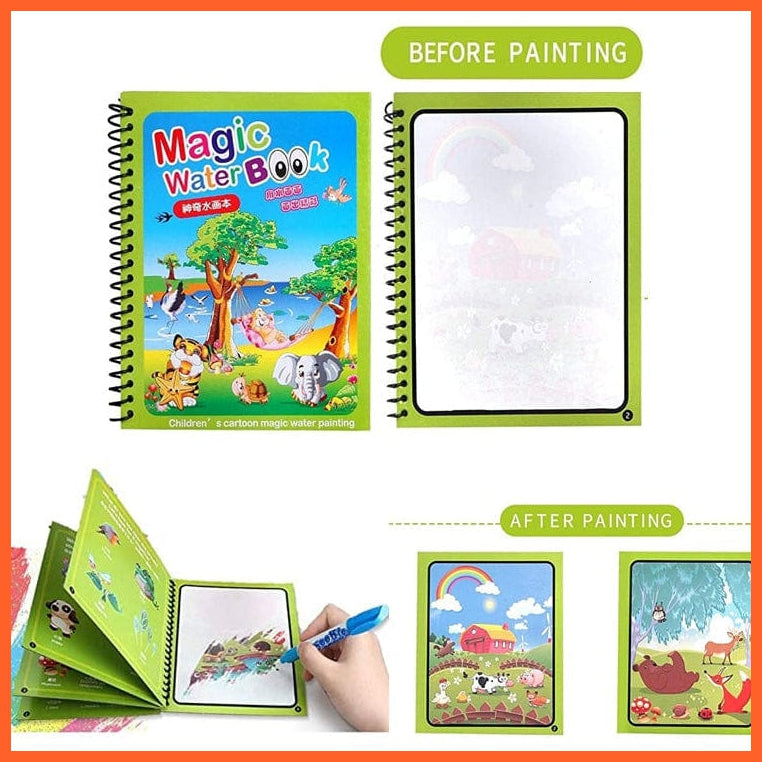 whatagift.com.au Art & Craft Animal Zoo Magic Water Drawing Book | Coloring Cartoon Magic Pen Kids Gifts