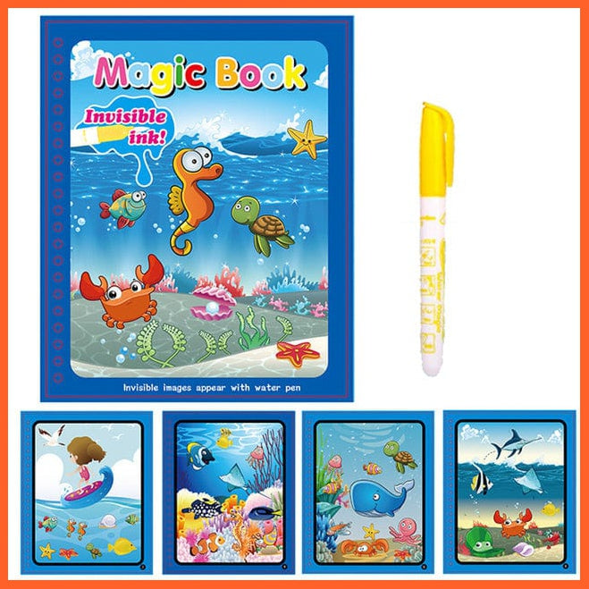 whatagift.com.au Art & Craft ocean Animal Zoo Magic Water Drawing Book | Coloring Cartoon Magic Pen Kids Gifts