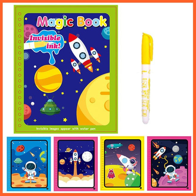 whatagift.com.au Art & Craft Space Animal Zoo Magic Water Drawing Book | Coloring Cartoon Magic Pen Kids Gifts