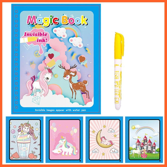 whatagift.com.au Art & Craft unicorn Animal Zoo Magic Water Drawing Book | Coloring Cartoon Magic Pen Kids Gifts