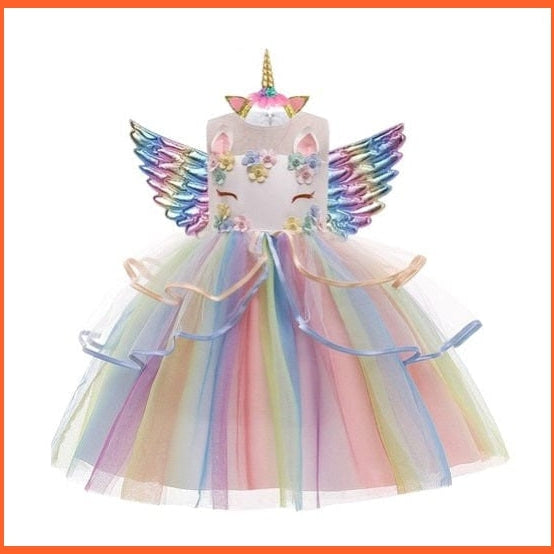 whatagift.com.au as picture 2 - 3 Pcs / 3T Baby Girls Unicorn Tutu Dress | Pastel Rainbow Princess Party Halloween Unicorn Costume