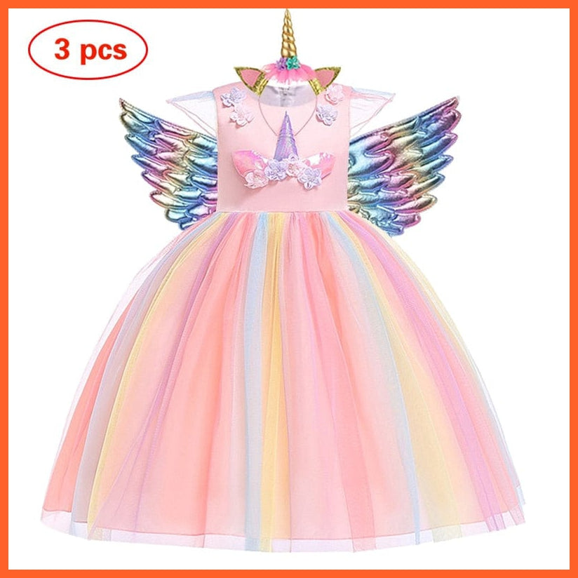 whatagift.com.au as picture pink / 3T Baby Girls Unicorn Tutu Dress | Pastel Rainbow Princess Girls | Birthday Party Halloween Unicorn Costume