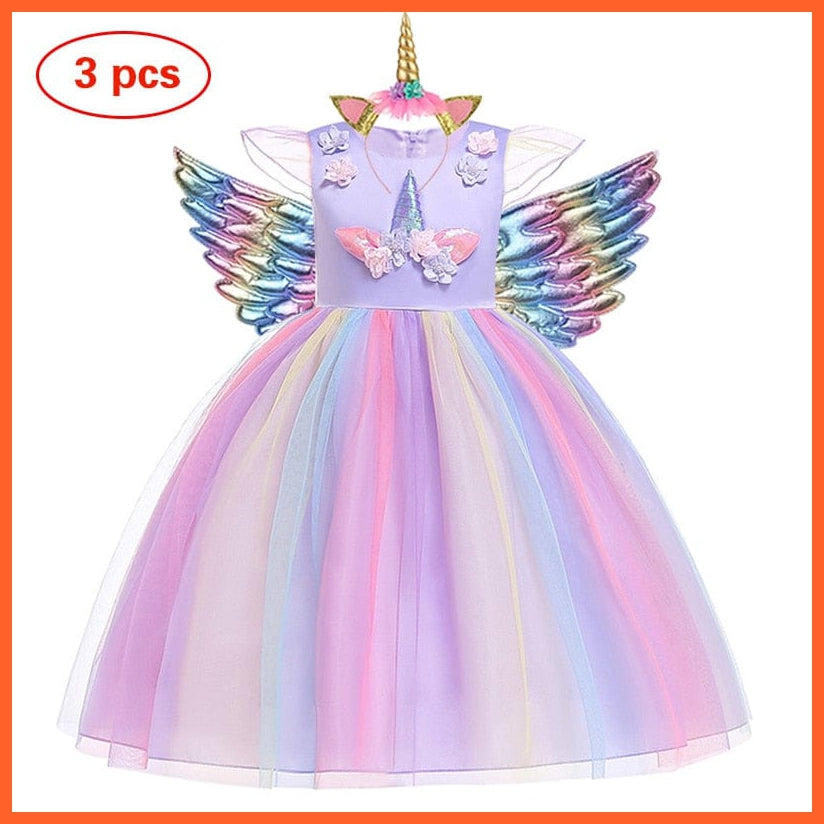 whatagift.com.au as picture purple / 3T Baby Girls Unicorn Tutu Dress | Pastel Rainbow Princess Girls | Birthday Party Halloween Unicorn Costume