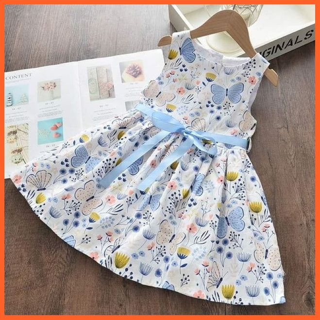 whatagift.com.au AX1392Blue / 7T floral Print Dress for Baby Girl
