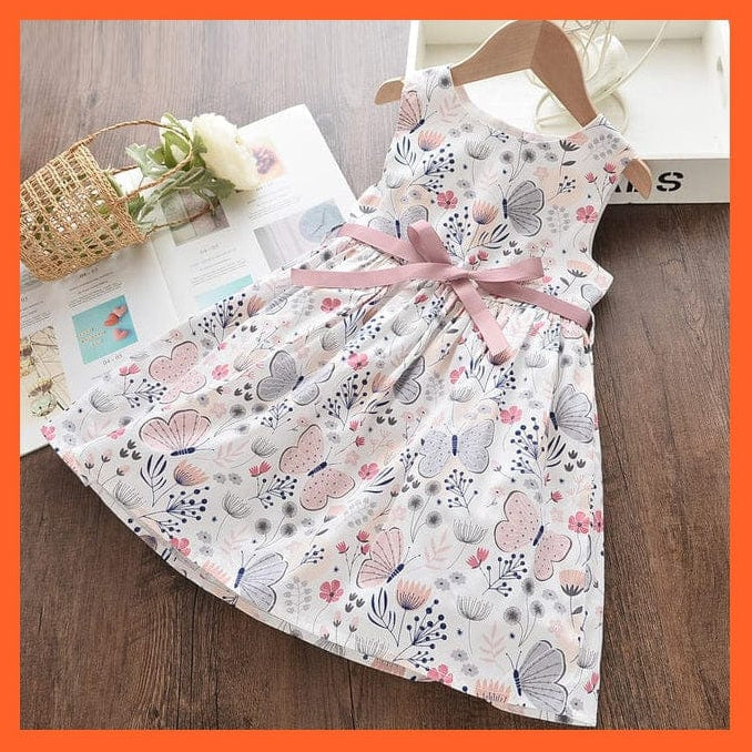 whatagift.com.au AX1392Pink / 4T Floral Print Dress For Baby Girl