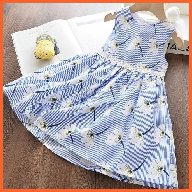 whatagift.com.au AX1418Blue / 3T floral Print Dress for Baby Girl