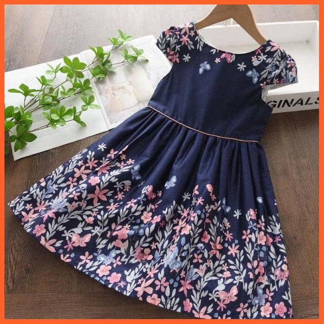 whatagift.com.au AX1748 Blue / 6 Girls New Summer Flower Dresses