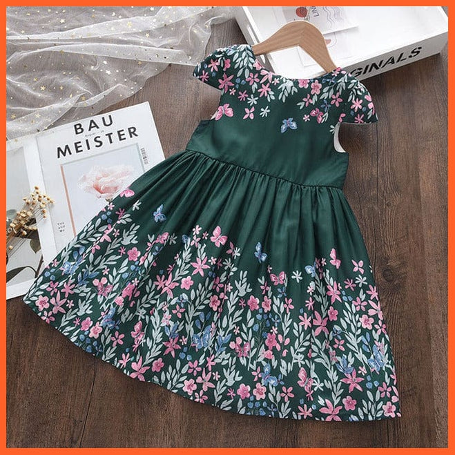 whatagift.com.au AX1748 Green / 3T Girls New Summer Flower Dresses
