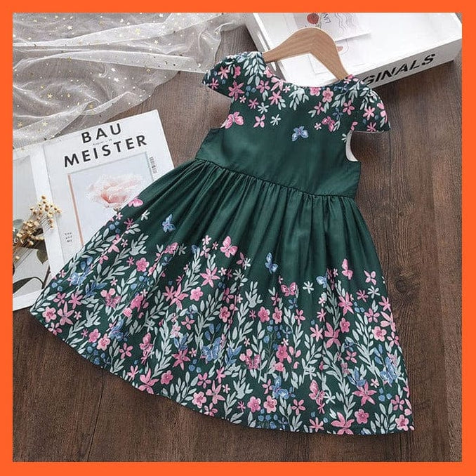 whatagift.com.au AX1748 Green / 3T Girls New Summer Flower Dresses