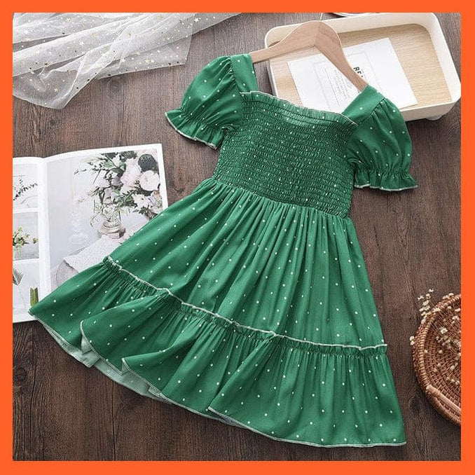 whatagift.com.au AZ2688Green / 3T Girls New Summer Flower Dresses
