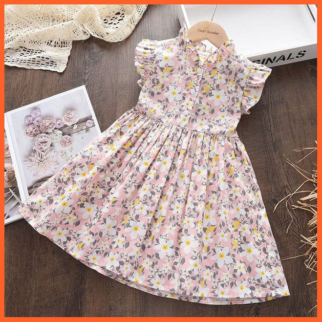 whatagift.com.au AZ2900Pink / 4T Floral Print Dress For Girls