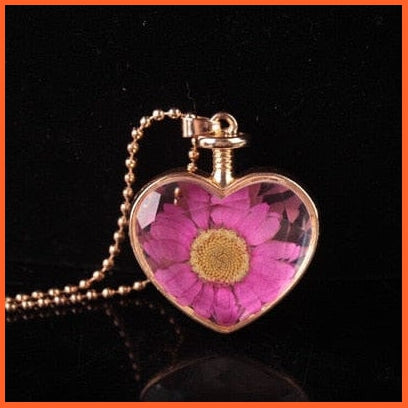 whatagift.com.au B 1Pcs Heart Shaped Dried Preserved Fresh Flower Charms Resin Pendant