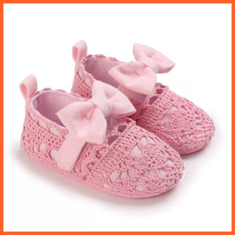 whatagift.com.au B / 2 Baby Girl Newborn Shoes | Big Bow Knitted  Crib Shoe
