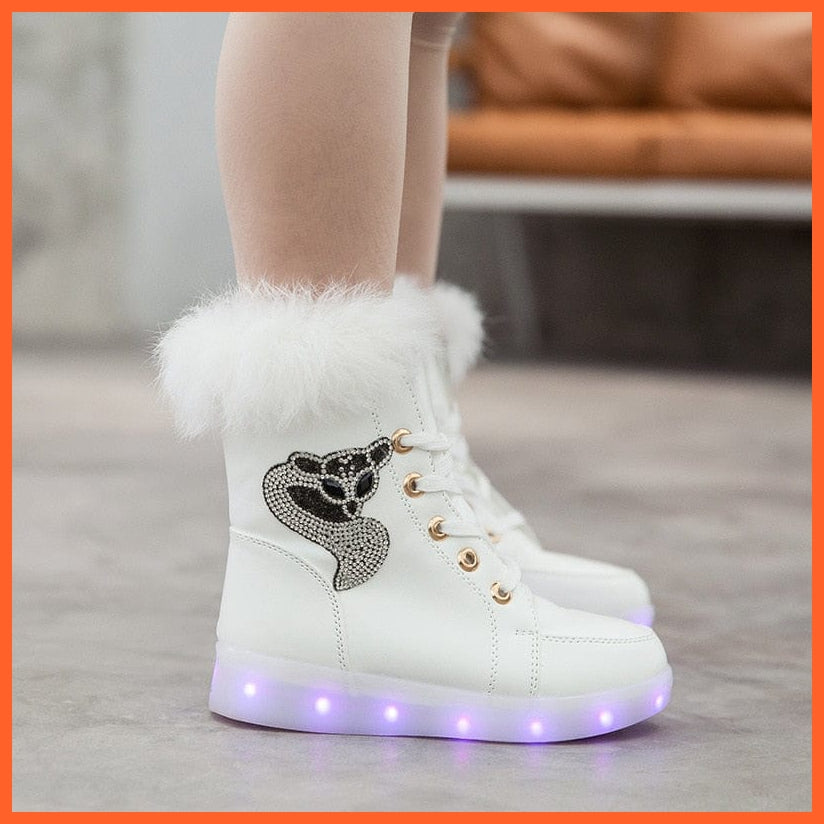 whatagift.com.au B / 26 Led Shoes Pink And White Light Up Snow Boots | Led Light Shoes For Women | Boots For Winter