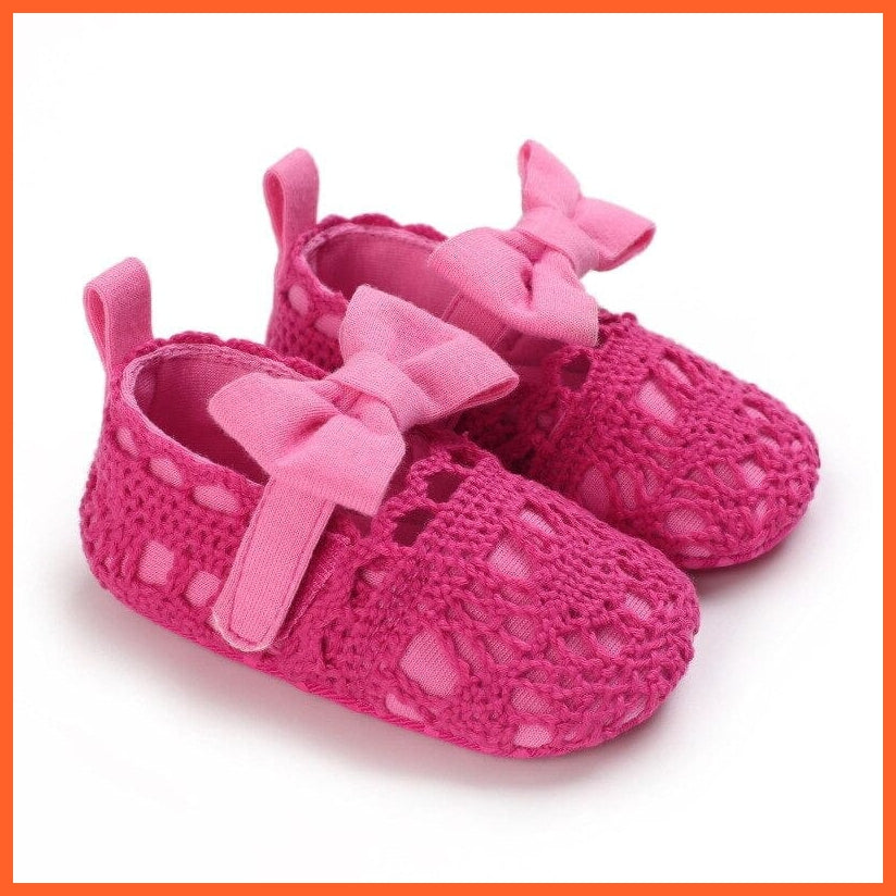 whatagift.com.au B / 3 Baby Girl Newborn Shoes | Big Bow Knitted  Crib Shoe