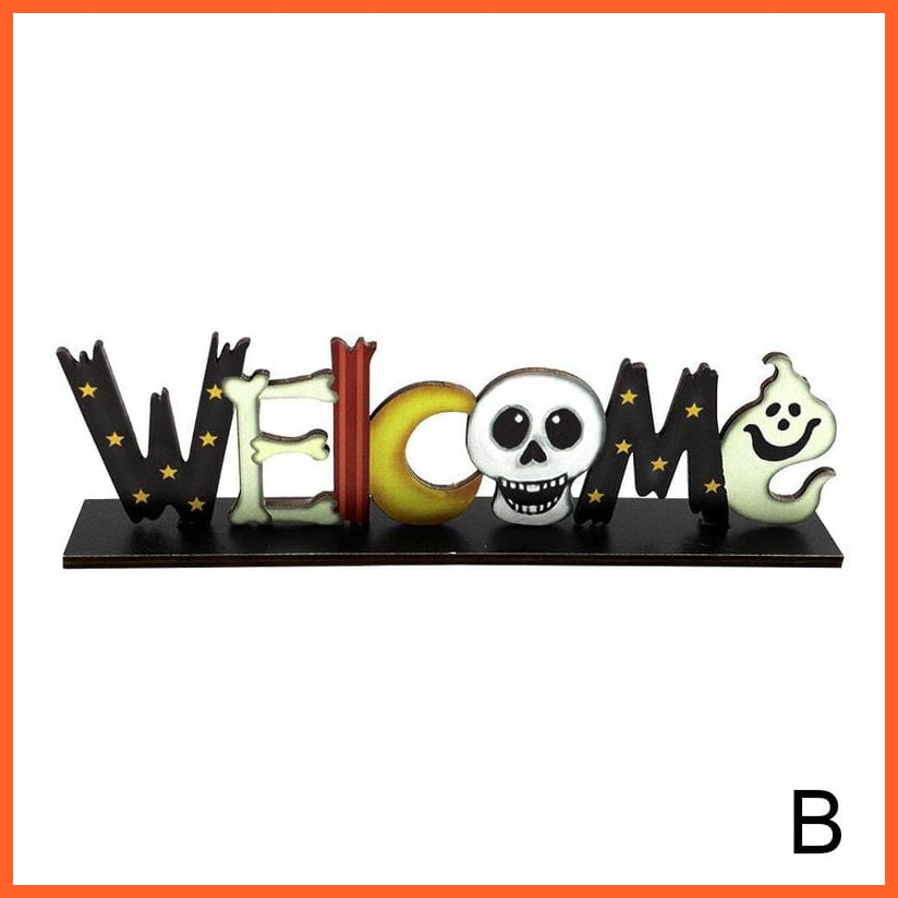 whatagift.com.au B / China Halloween Wooden Letters | Cartoon Pumpkin Table Decoration | Halloween Party Supplies