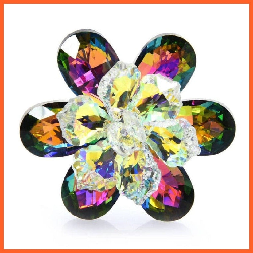 whatagift.com.au B-green Shining Glass Flower Brooches For Women