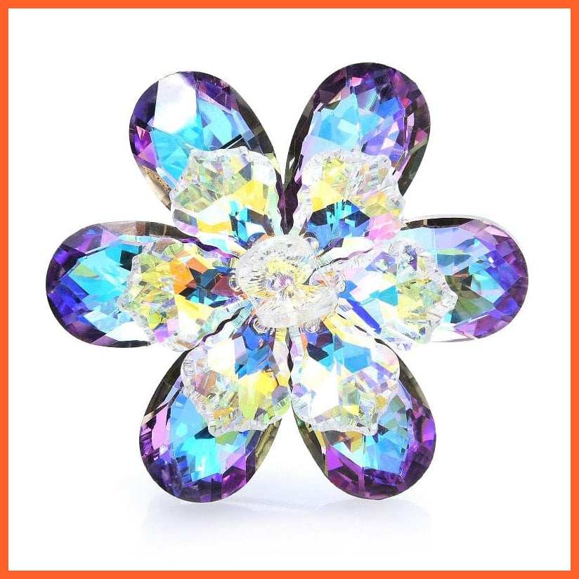 whatagift.com.au B-purple Shining Glass Flower Brooches For Women