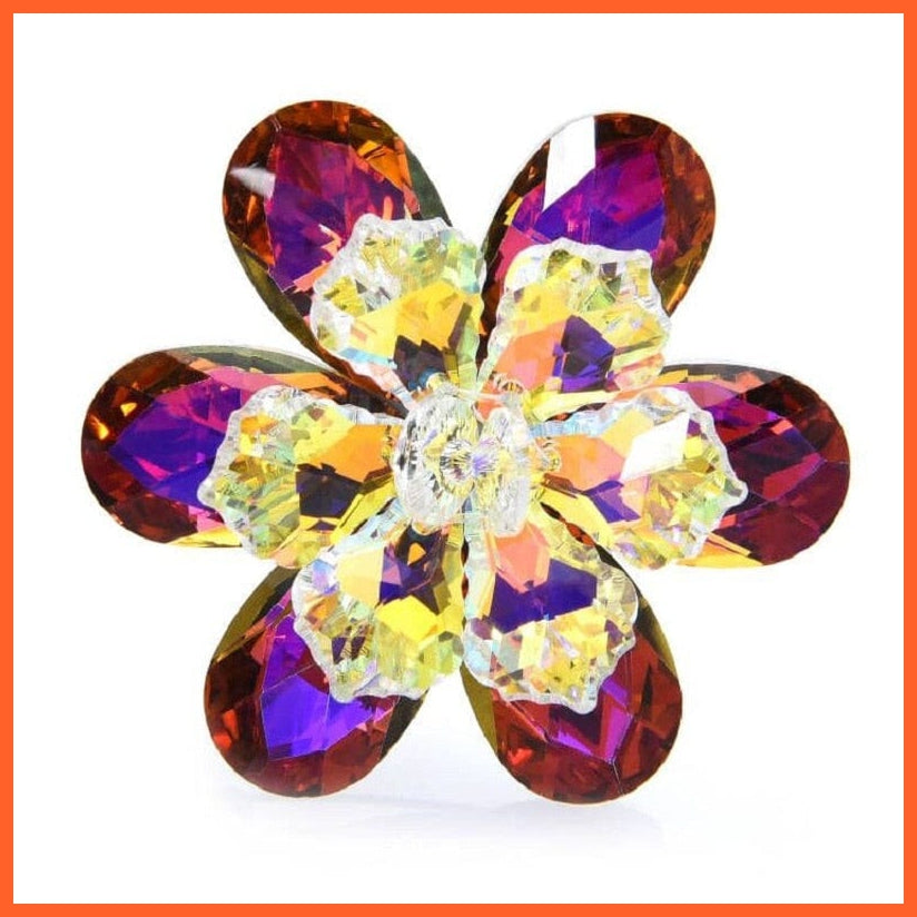 whatagift.com.au B-red Shining Glass Flower Brooches For Women