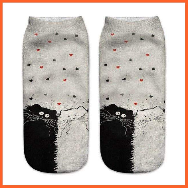 B/W Lovers Cat Socks - 3D Print | whatagift.com.au.