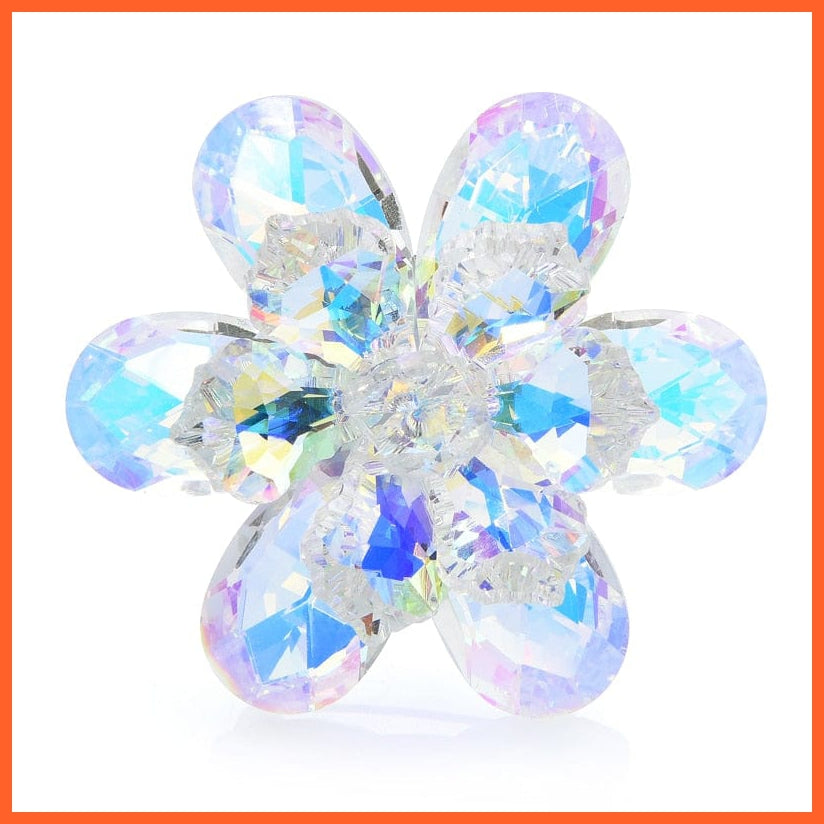 whatagift.com.au B-white Shining Glass Flower Brooches For Women