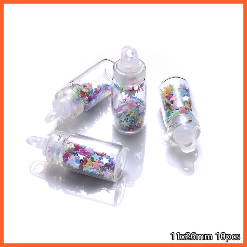 whatagift.com.au B1 11x26mm 10Pcs/lot Conch Shell Glass Resin Wish Bottle Pendants Charms for Necklace