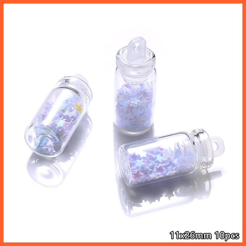 whatagift.com.au B4 11x26mm 10Pcs/Lot Conch Shell Glass Resin Wish Bottle Pendants Charms For Necklace