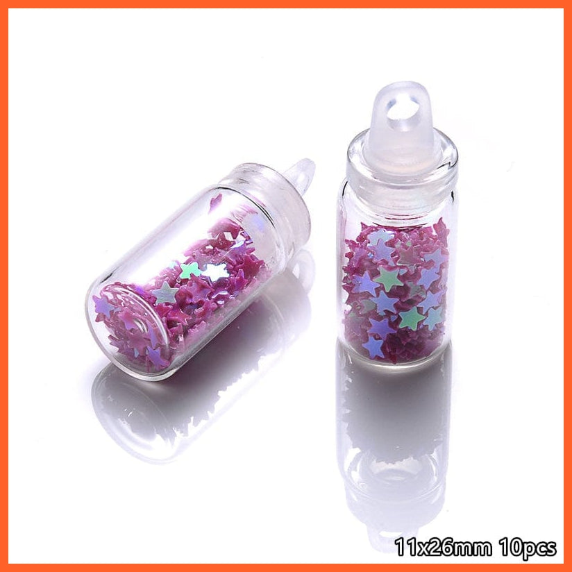 whatagift.com.au B5 11x26mm 10Pcs/Lot Conch Shell Glass Resin Wish Bottle Pendants Charms For Necklace