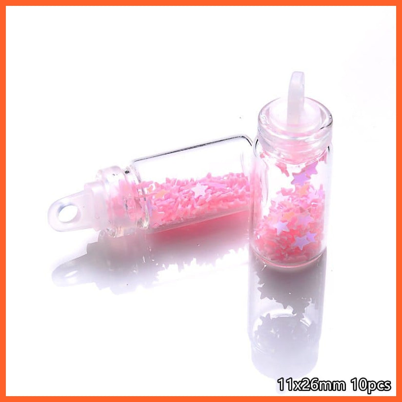 whatagift.com.au B7 11x26mm 10Pcs/lot Conch Shell Glass Resin Wish Bottle Pendants Charms for Necklace
