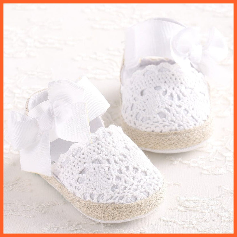 whatagift.com.au Baby Girl Newborn Shoes | Big Bow Knitted  Crib Shoe