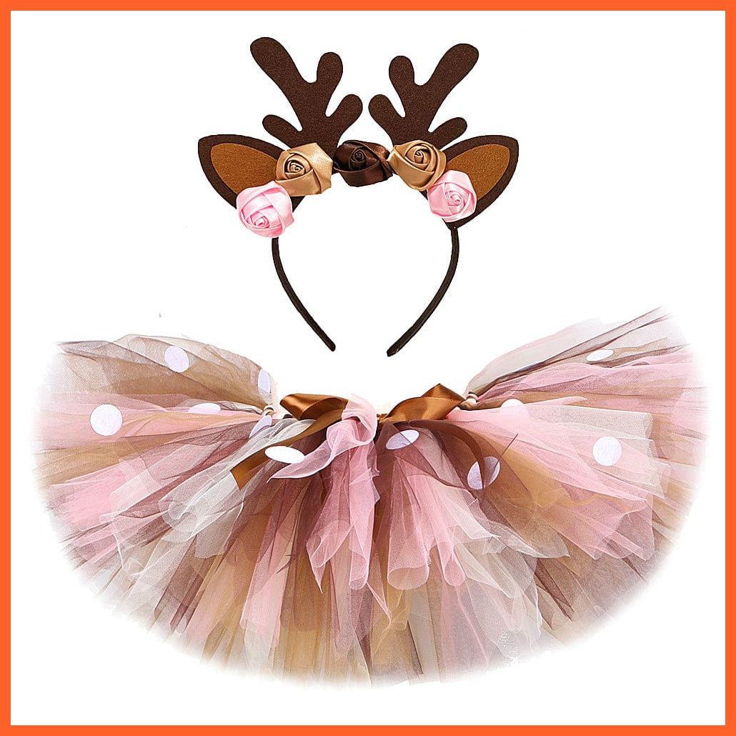 whatagift.com.au Baby Girls Deer Tutu Skirt Outfit for Kids | Reindeer Costume Toddler Girl